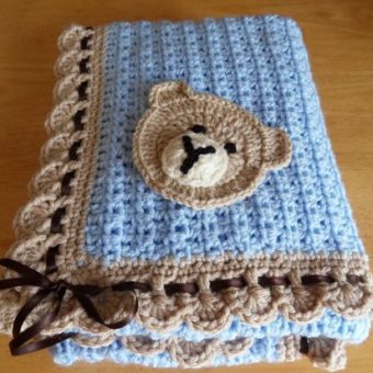 free crochet teddy bear pattern on a baby blanket